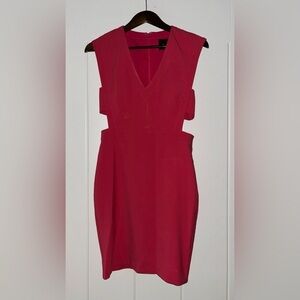 Nicole Miller Women Bodycon‎ Hollowed Out Pink Boxy Sleeveless Dress Minimalist